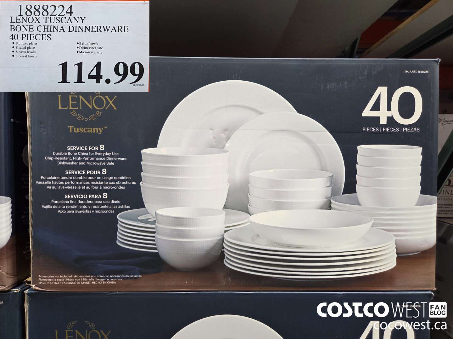 1888224 LENOX TUSCANY BONE CHINA DINNERWARE 40 PIECES $114.99