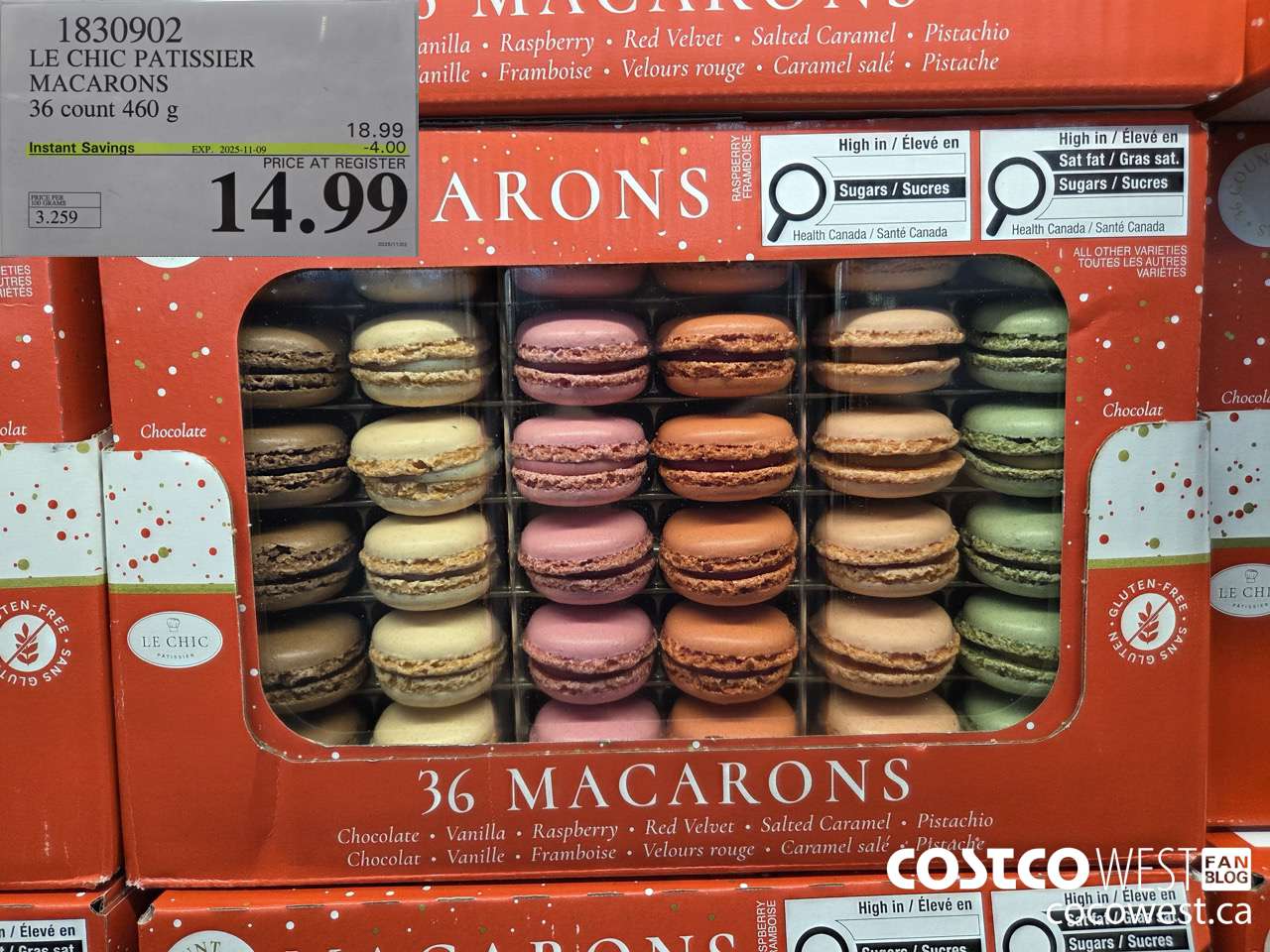 1830902 LE CHIC PATISSIER FRENCH MACARONS 36 COUNT 460G ($4.00 INSTANT SAVINGS EXPIRES ON 2025-11-09) $14.99