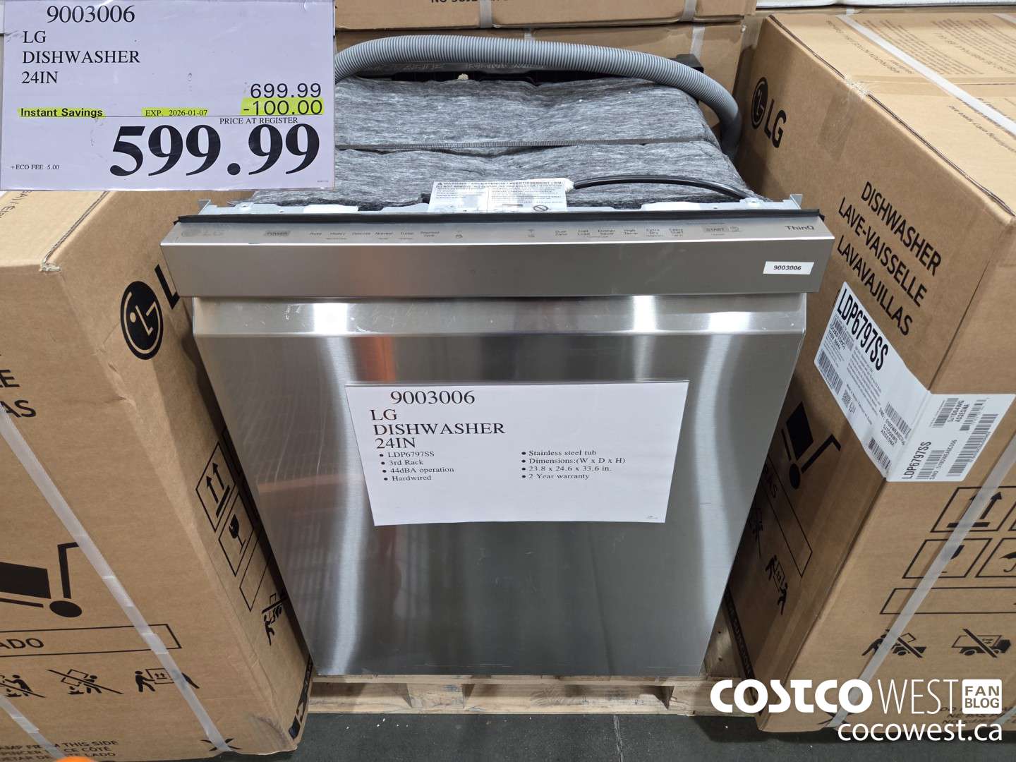 9003006 LG DISHWASHER 24IN ($100.00 INSTANT SAVINGS EXPIRES ON 2026-01-07) $599.99