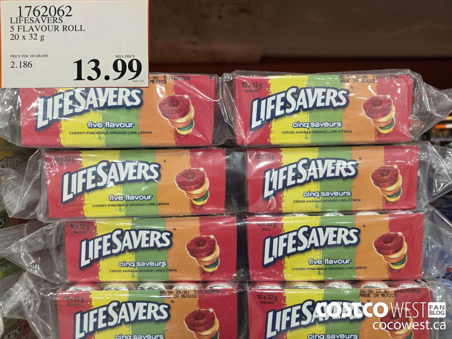 1762062 LIFESAVERS 5 FLAVOUR ROLL 20 x 32 g $13.99