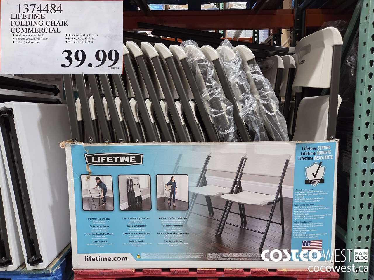1374484 LIFETIME FOLDING CHAIR COMMERCIAL $39.99