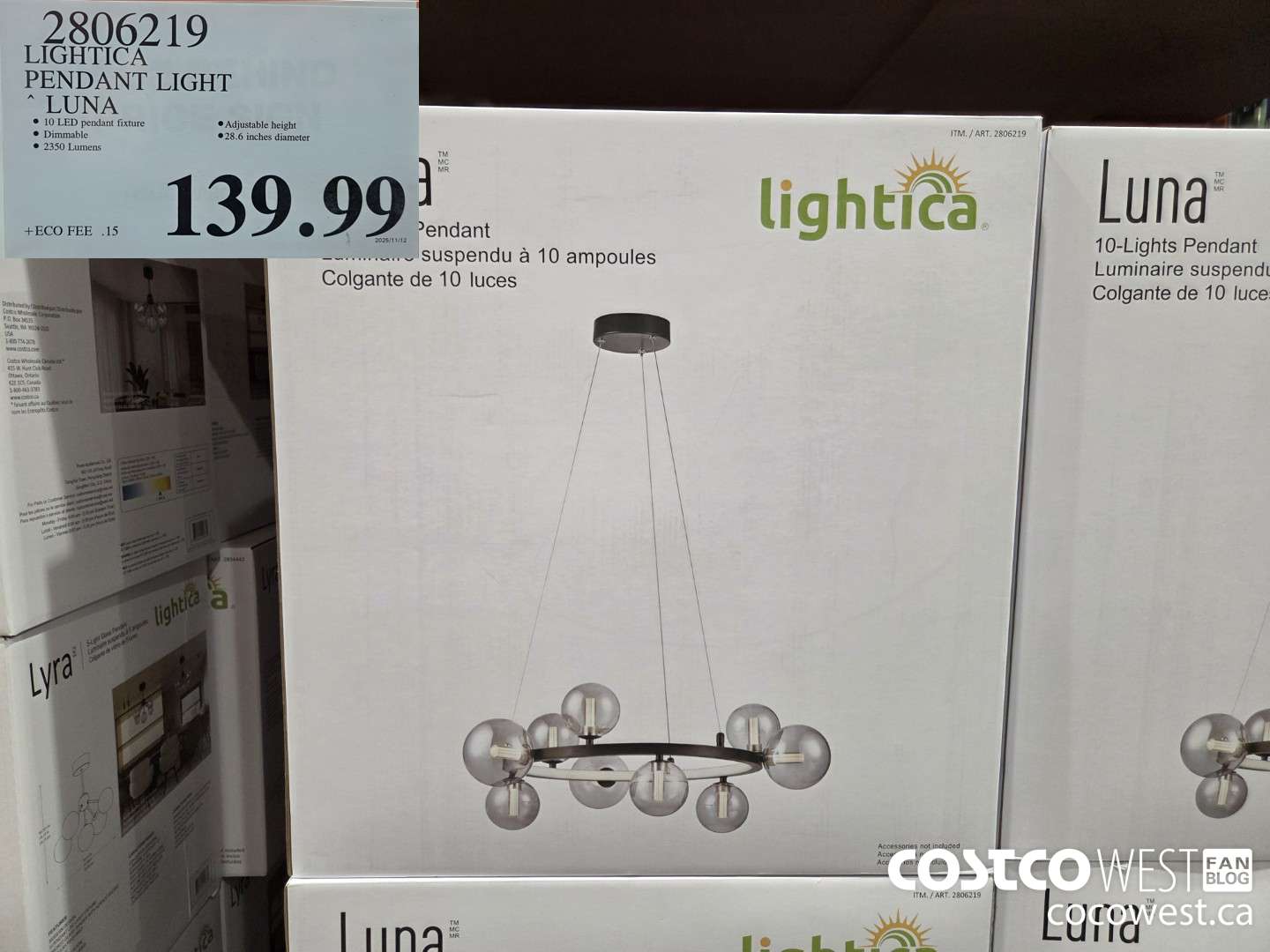 2806219 LIGHTICA PENDANT LIGHT LUNA $139.99