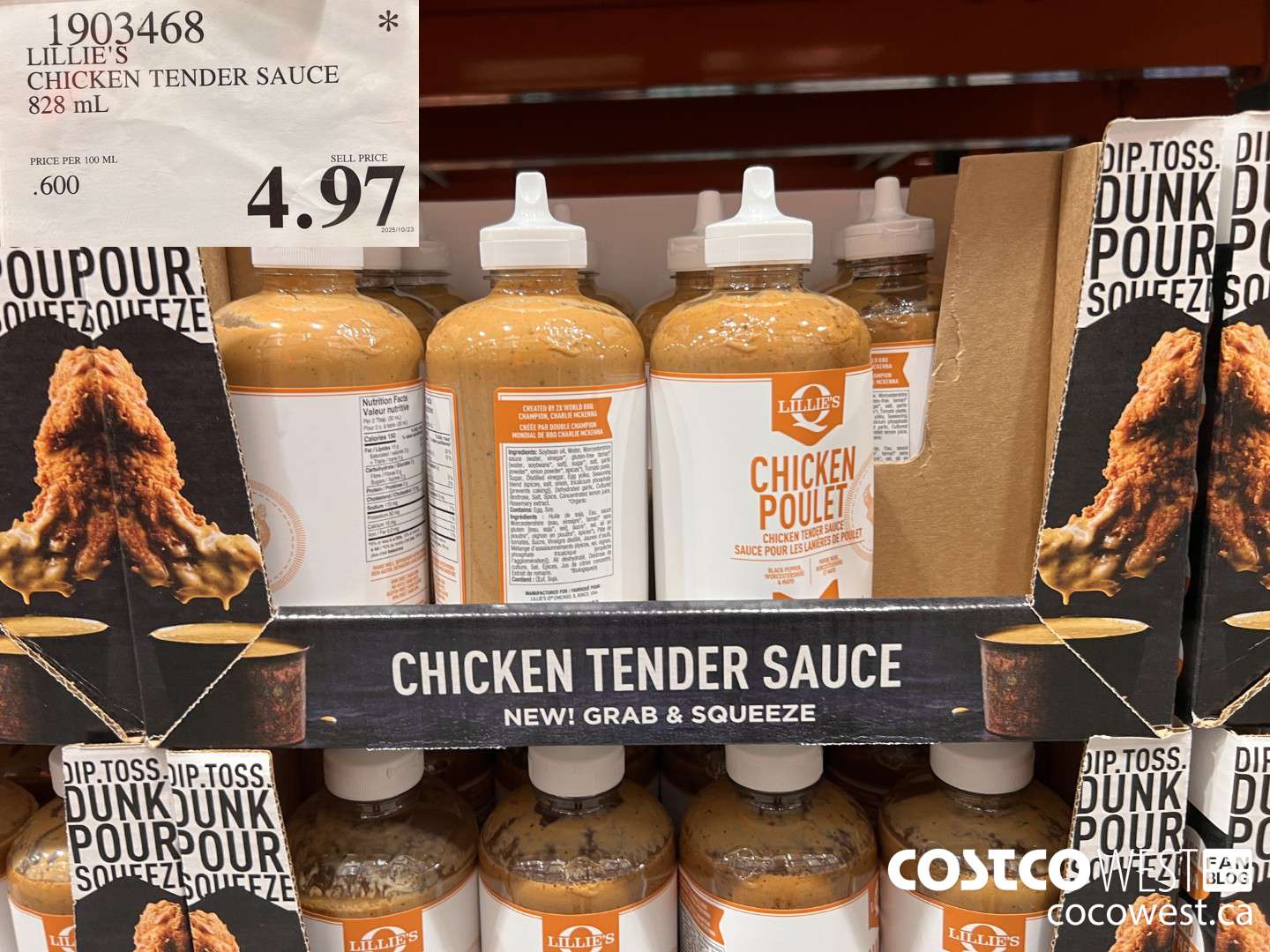1903468 LILLIE'S CHICKEN TENDER SAUCE 828ML $4.97