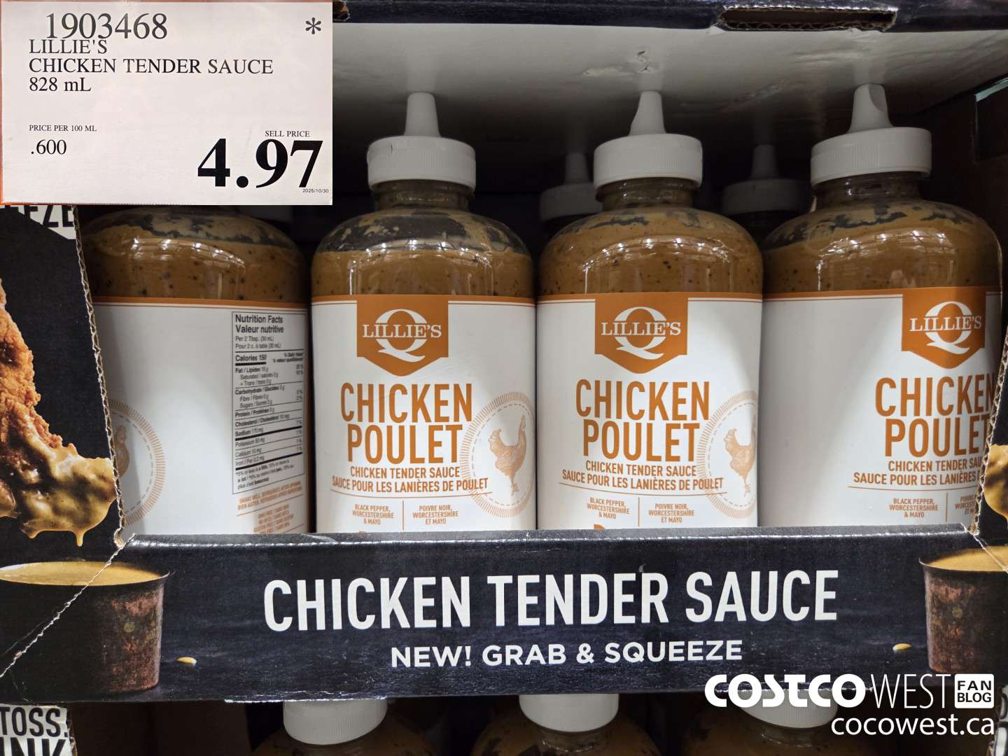 1903468 LILLIE'S CHICKEN TENDER SAUCE 828ML $4.97