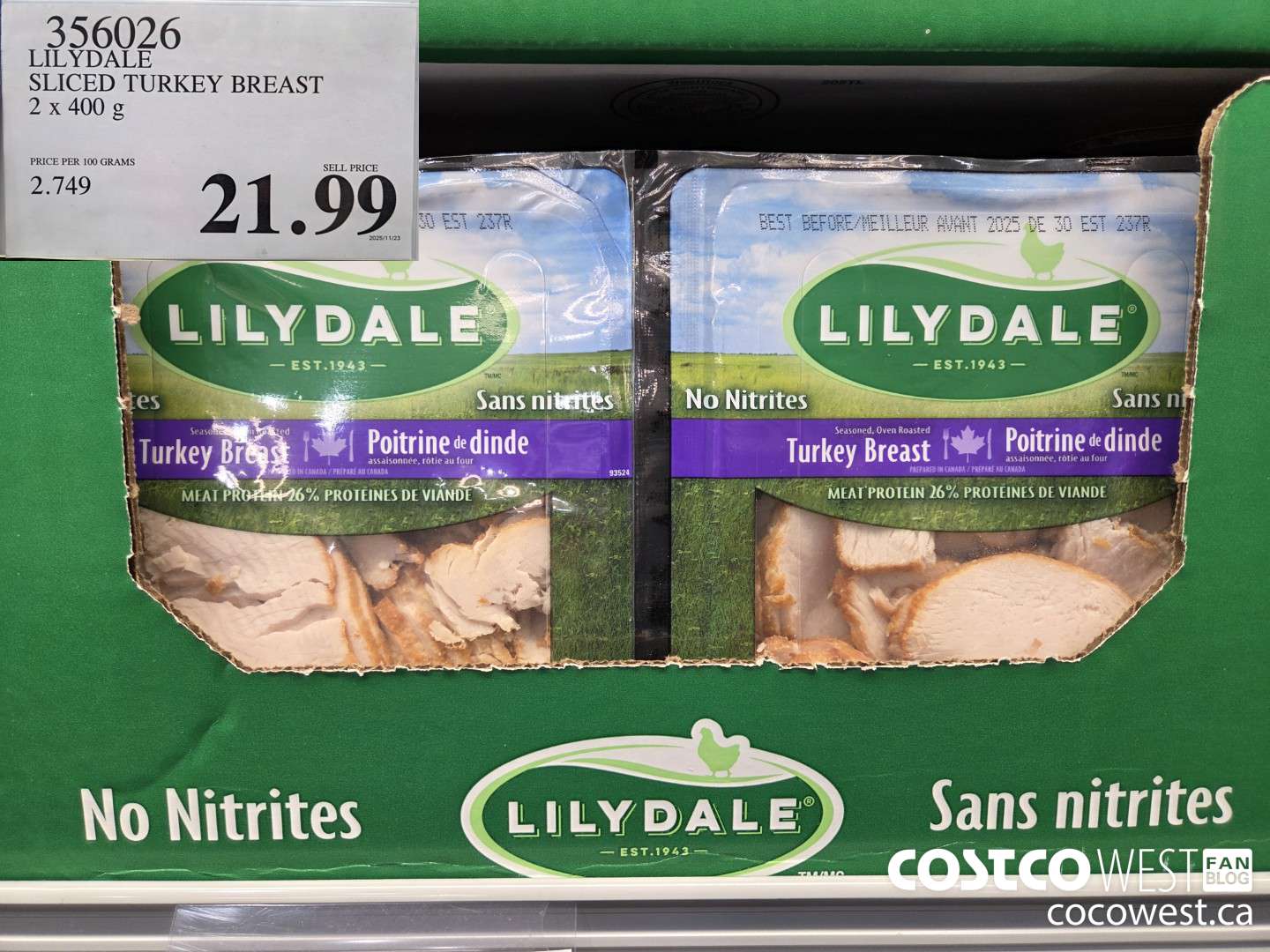 356026 LILYDALE SLICED TURKEY BREAST 2 x 400 g $21.99