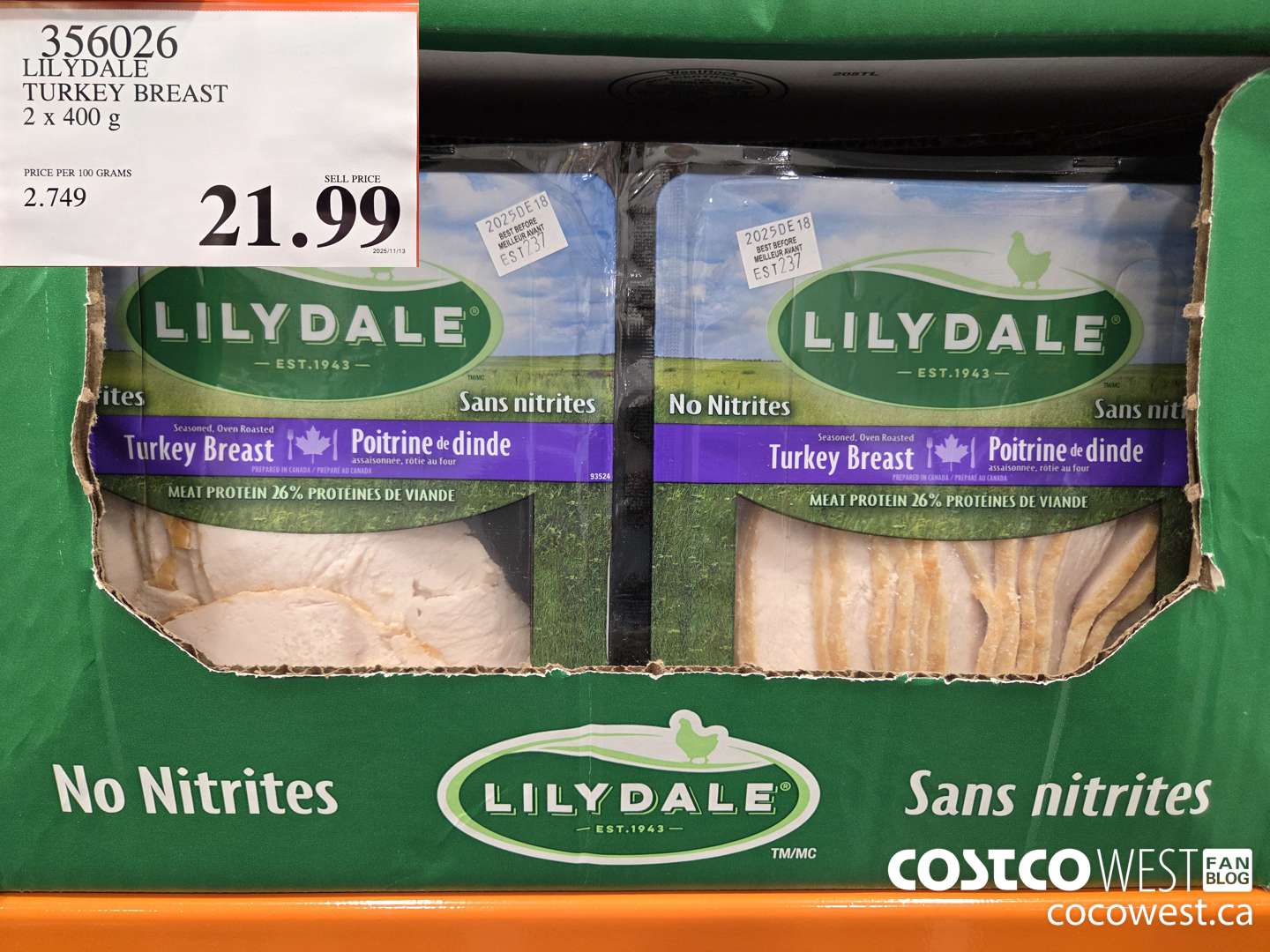 356026 LILYDALE TURKEY BREAST 2 x 400 g $21.99