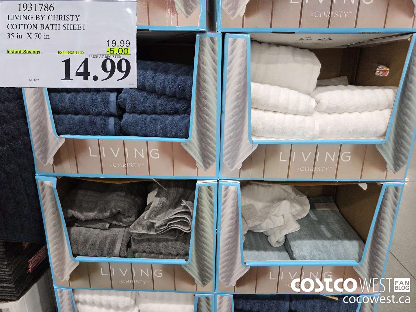 1931786 LIVING BY CHRISTY COTTON BATH SHEET 35 in X 70 in ($5.00 INSTANT SAVINGS EXPIRES ON 2025-11-30) $14.99