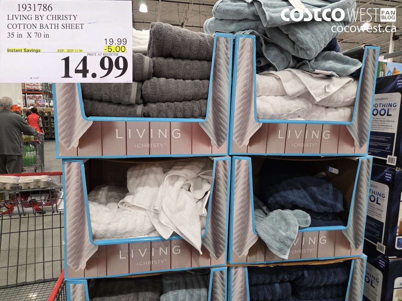 1931786 LIVING BY CHRISTY COTTON BATH SHEET 35 in X 70 in ($5.00 INSTANT SAVINGS EXPIRES ON 2025-11-30) $14.99