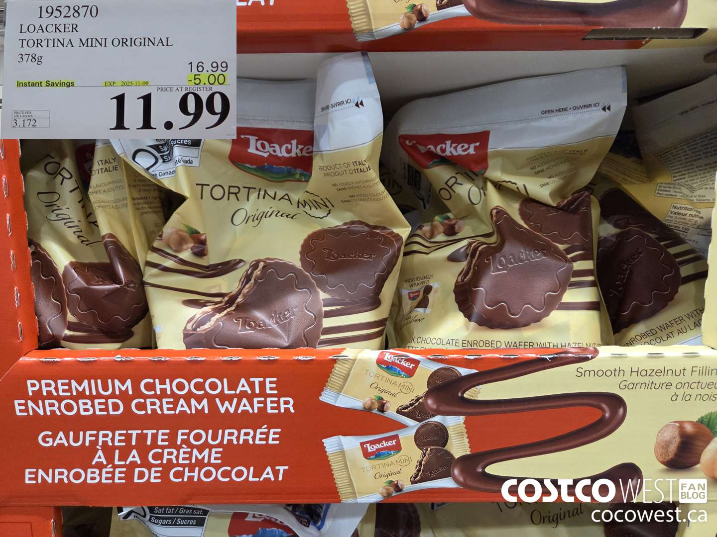 1952870 LOACKER TORTINA MINI ORIGINAL 378G ($5.00 INSTANT SAVINGS EXPIRES ON 2025-11-09) $11.99