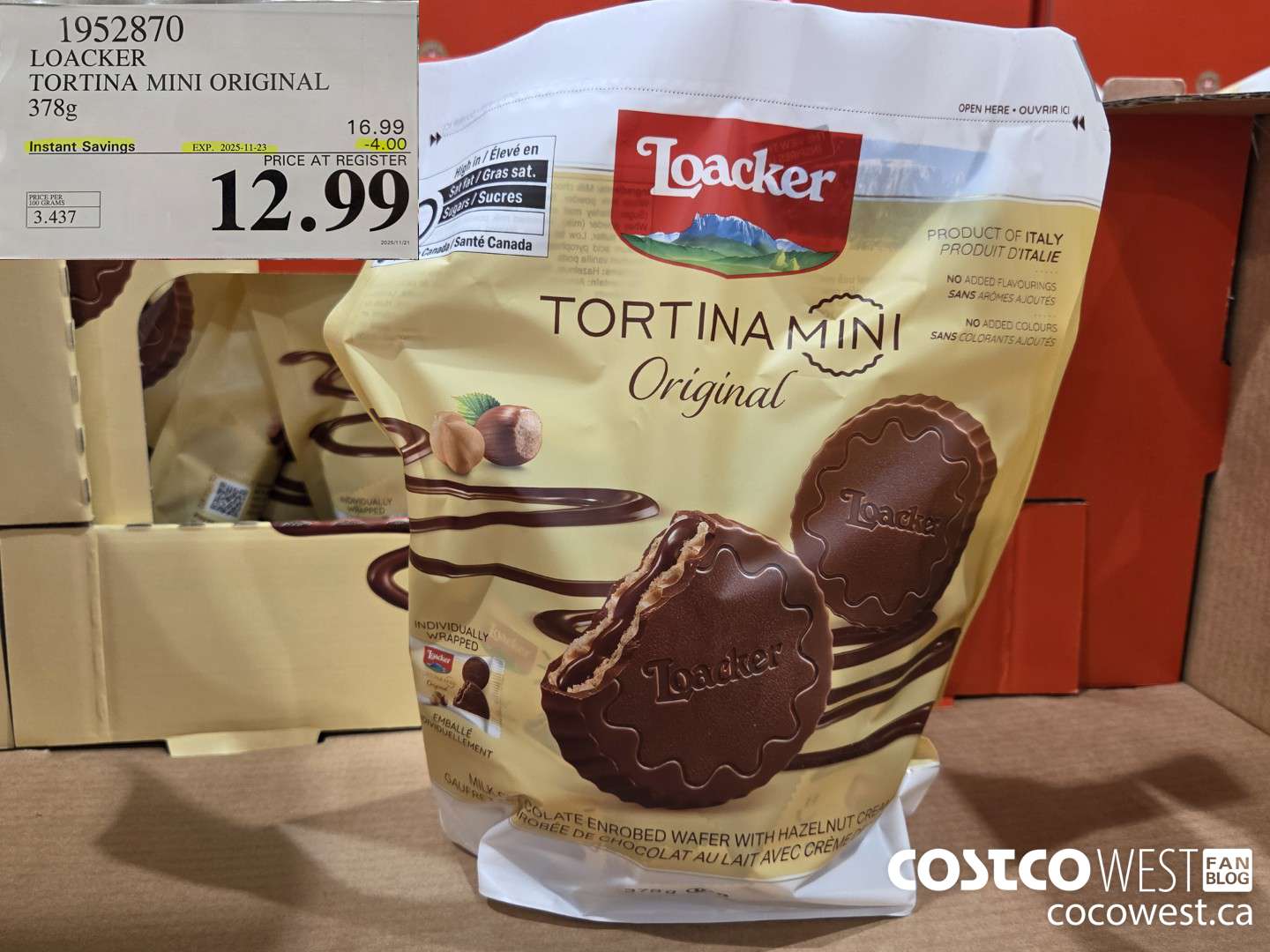 1952870 LOACKER TORTINA MINI ORIGINAL 378G ($4.00 INSTANT SAVINGS EXPIRES ON 2025-11-23) $12.99