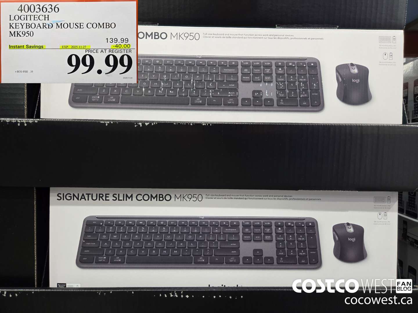 4003636 LOGITECH KEYBOARD MOUSE COMBO MK950 ($40.00 INSTANT SAVINGS EXPIRES ON 2025-11-27) $99.99