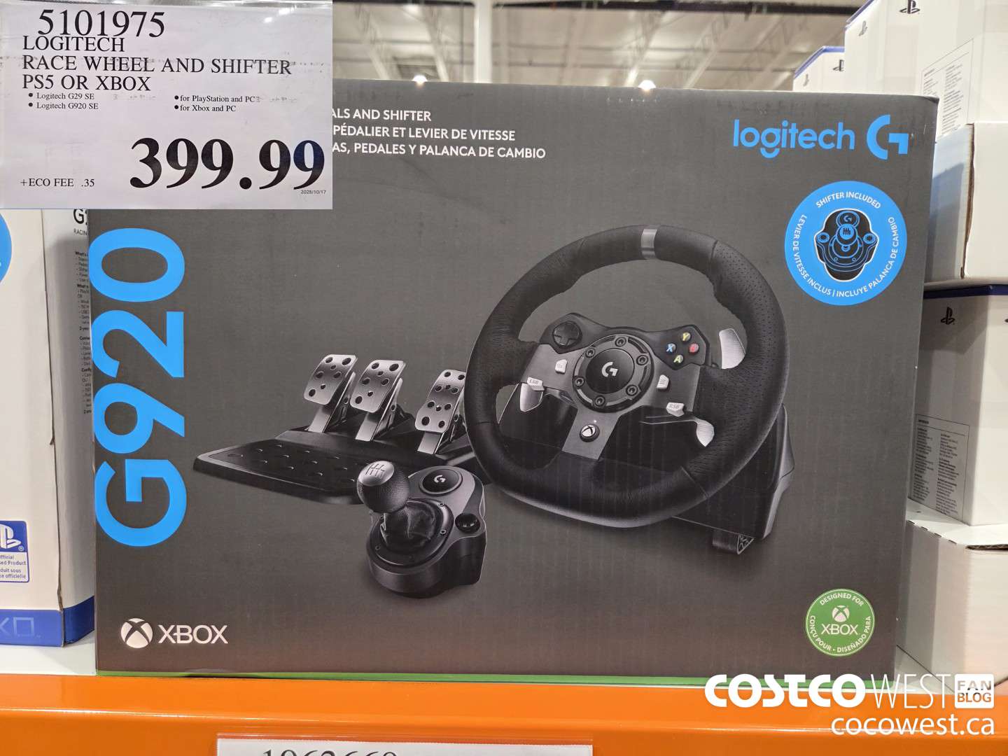 5101975 LOGITECH RACE WHEEL AND SHIFTER PS5 OR XBOX $399.99