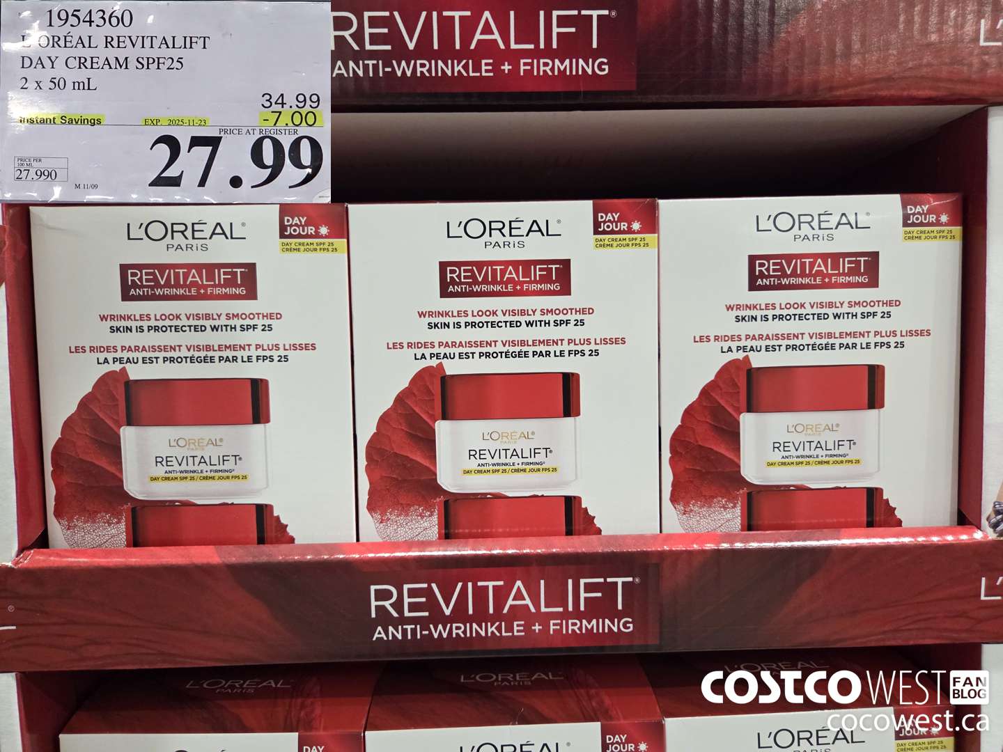 1954360 L'OREAL REVITALIFT DAY CREAM SPF25 2 X 50ML ($7.00 INSTANT SAVINGS EXPIRES ON 2025-11-23) $27.99