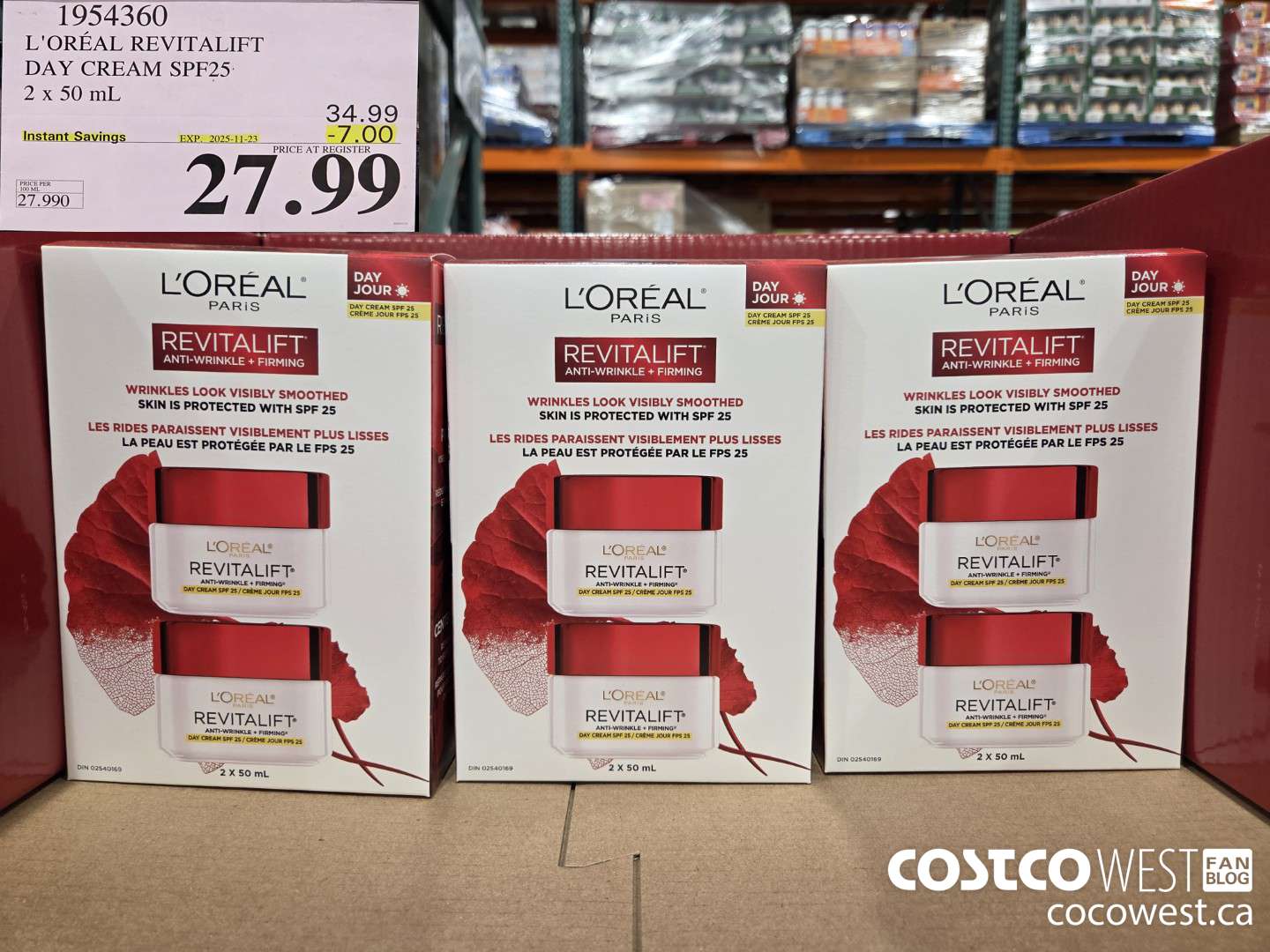 1954360 L'OREAL REVITALIFT DAY CREAM SPF25 2 X 50ML ($7.00 INSTANT SAVINGS EXPIRES ON 2025-11-23) $27.99