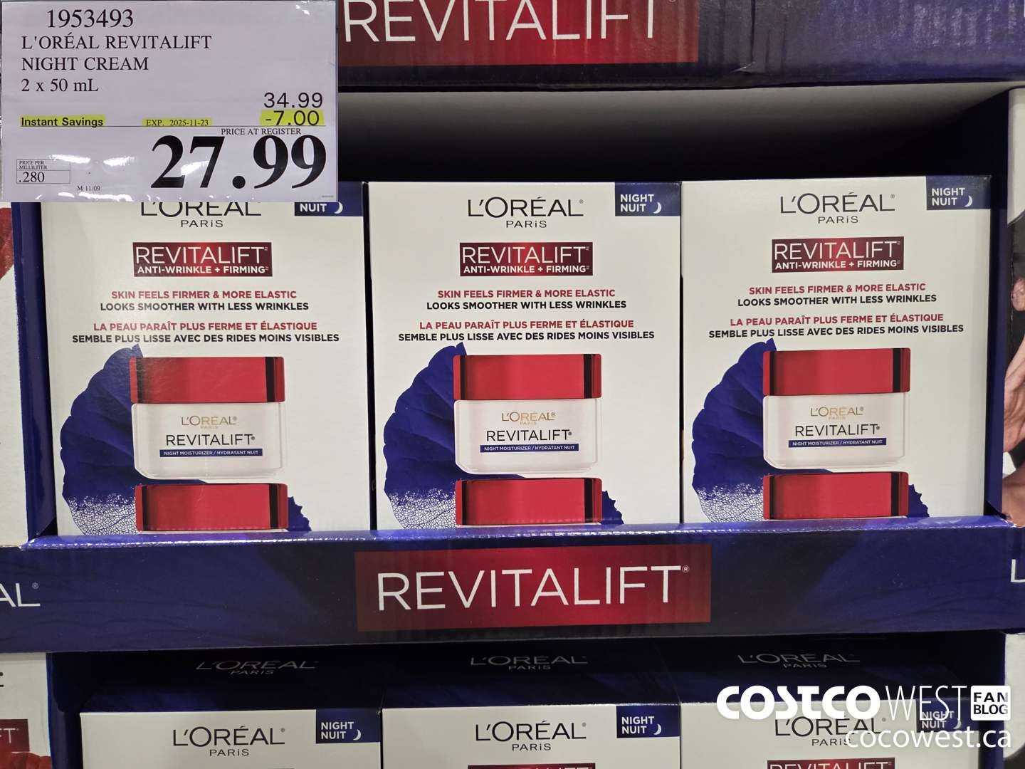 1953493 L'OREAL REVITALIFT NIGHT CREAM 2 X 50ML ($7.00 INSTANT SAVINGS EXPIRES ON 2025-11-23) $27.99