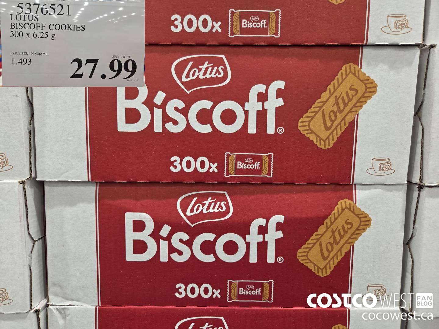 5376521 LOTUS BISCOFF COOKIES 300 x 6.25 g $27.99