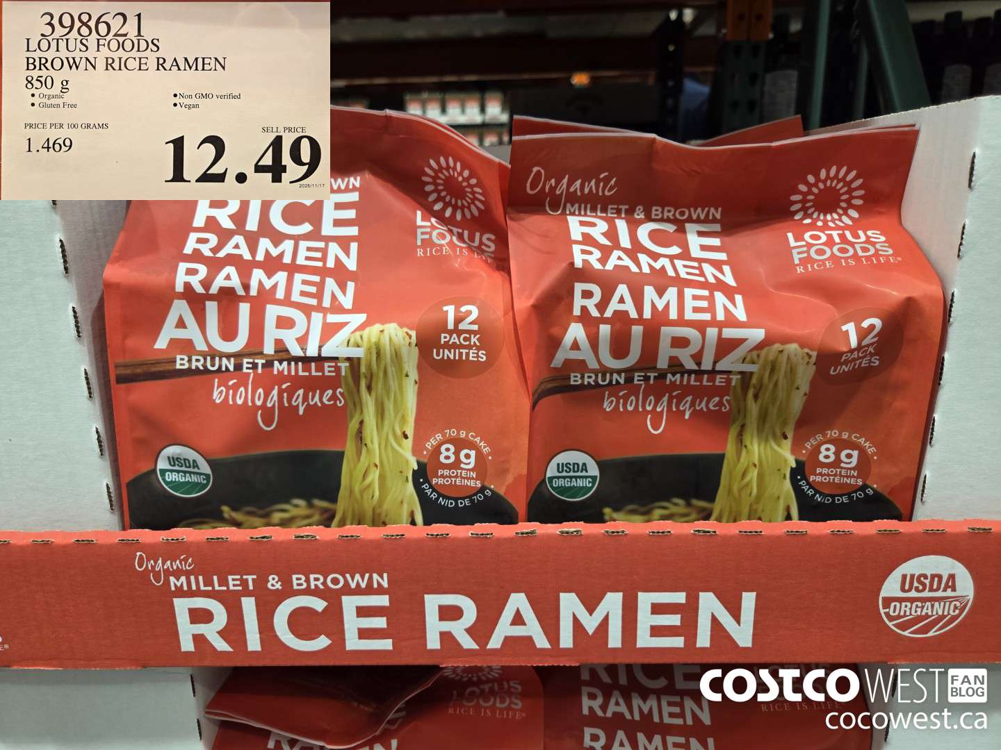 398621 LOTUS FOODS BROWN RICE RAMEN 850 g $12.49