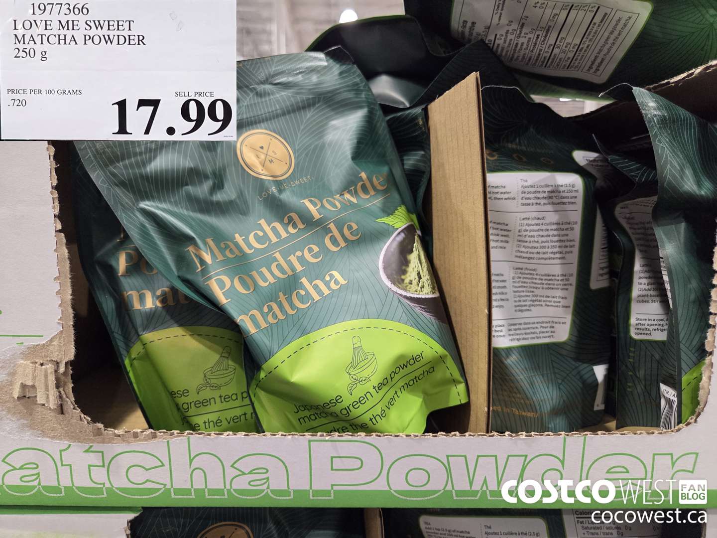 1977366 LOVE ME SWEET MATCHA POWDER 250G $17.99