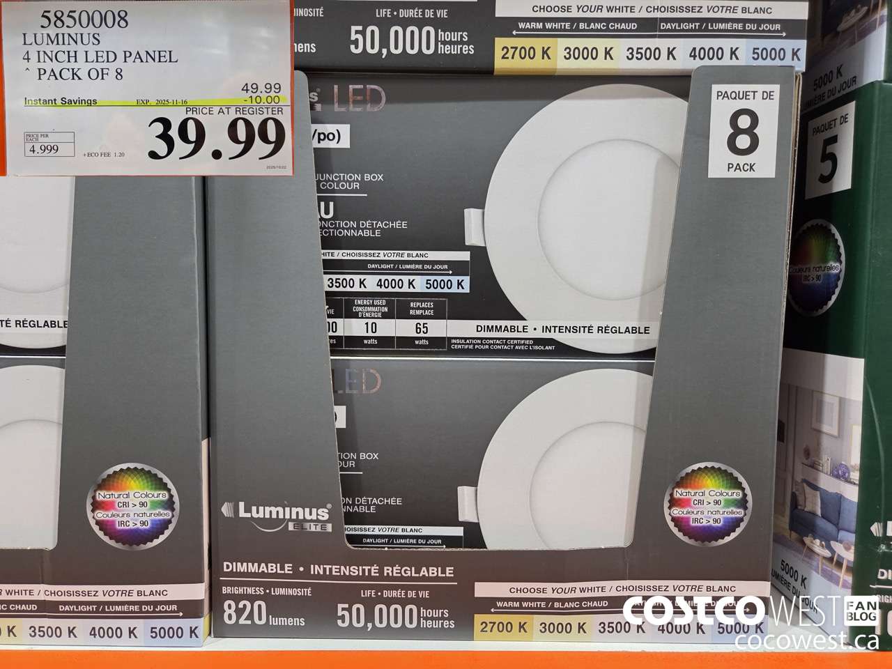 5850008 LUMINUS 4 INCH LED PANEL PACK OF 8 ($10.00 INSTANT SAVINGS EXPIRES ON 2025-11-16) $39.99