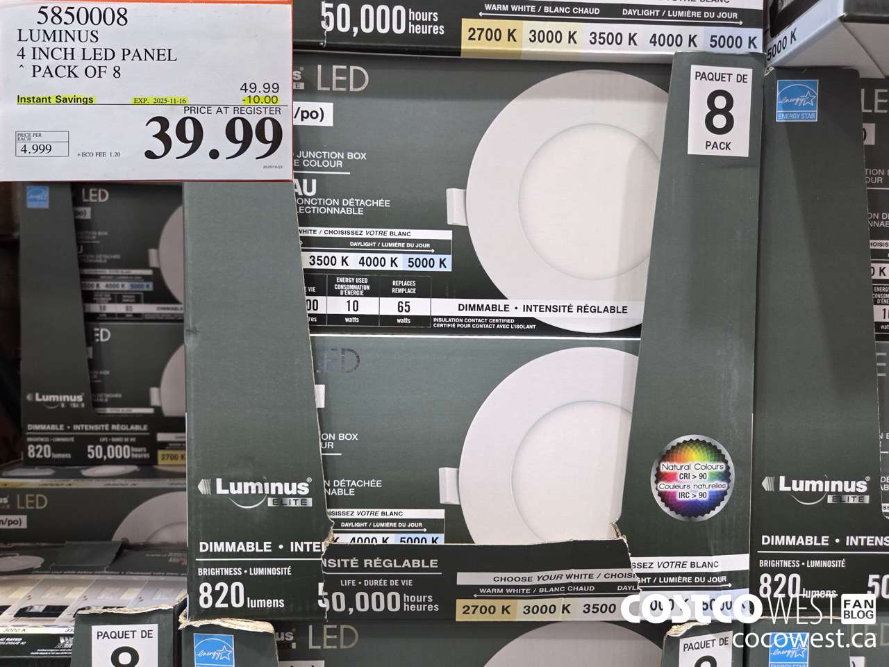 5850008 LUMINUS 4 INCH LED PANEL PACK OF 8 ($10.00 INSTANT SAVINGS EXPIRES ON 2025-11-16) $39.99