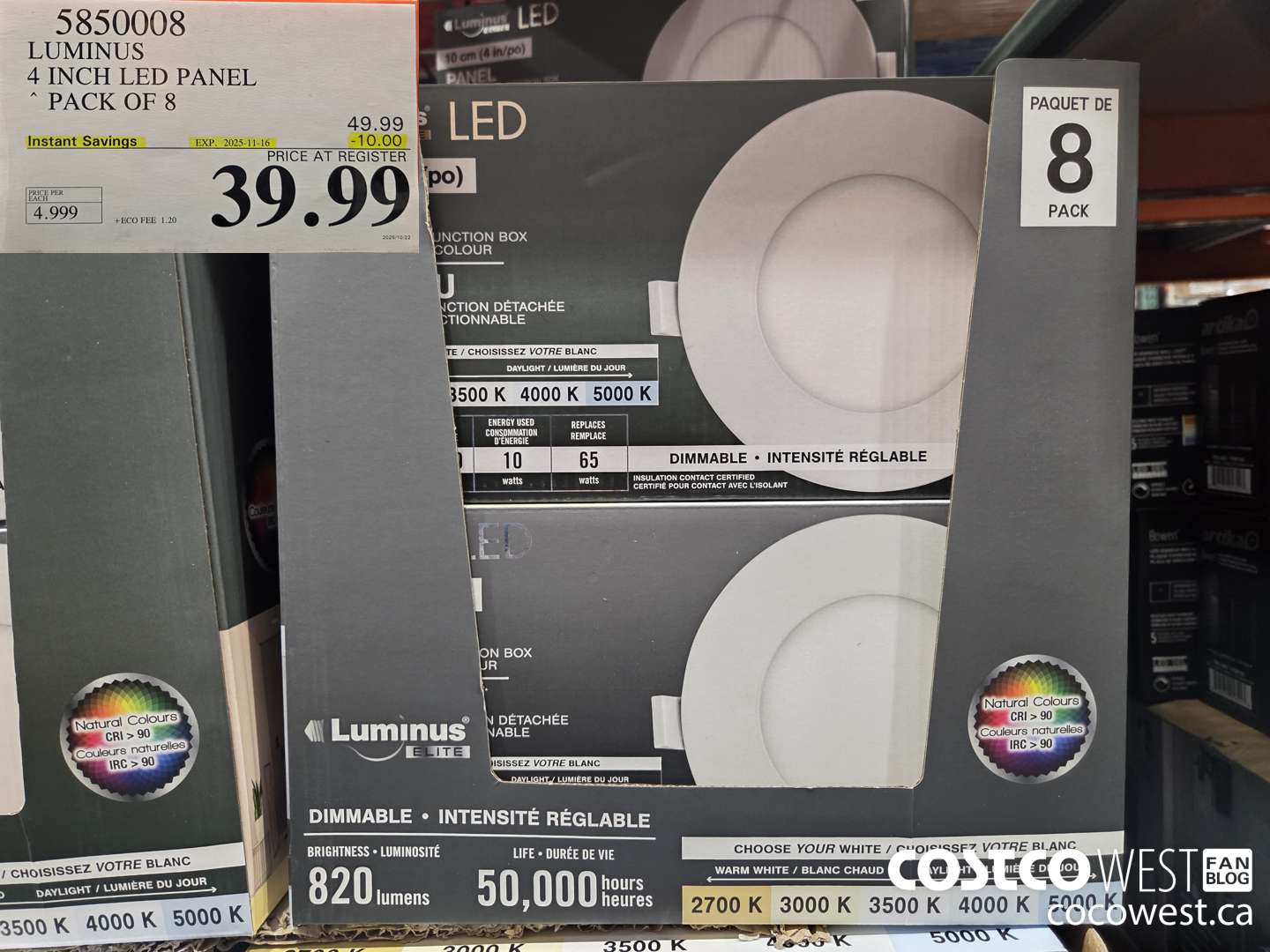 5850008 LUMINUS 4 INCH LED PANEL PACK OF 8 ($10.00 INSTANT SAVINGS EXPIRES ON 2025-11-16) $39.99