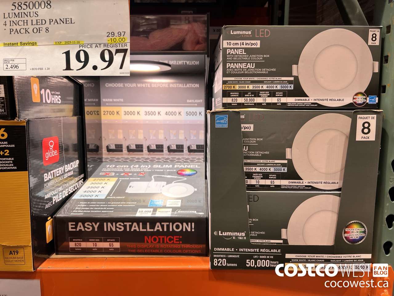 5850008 LUMINUS 4 INCH LED PANEL PACK OF 8 $19.97