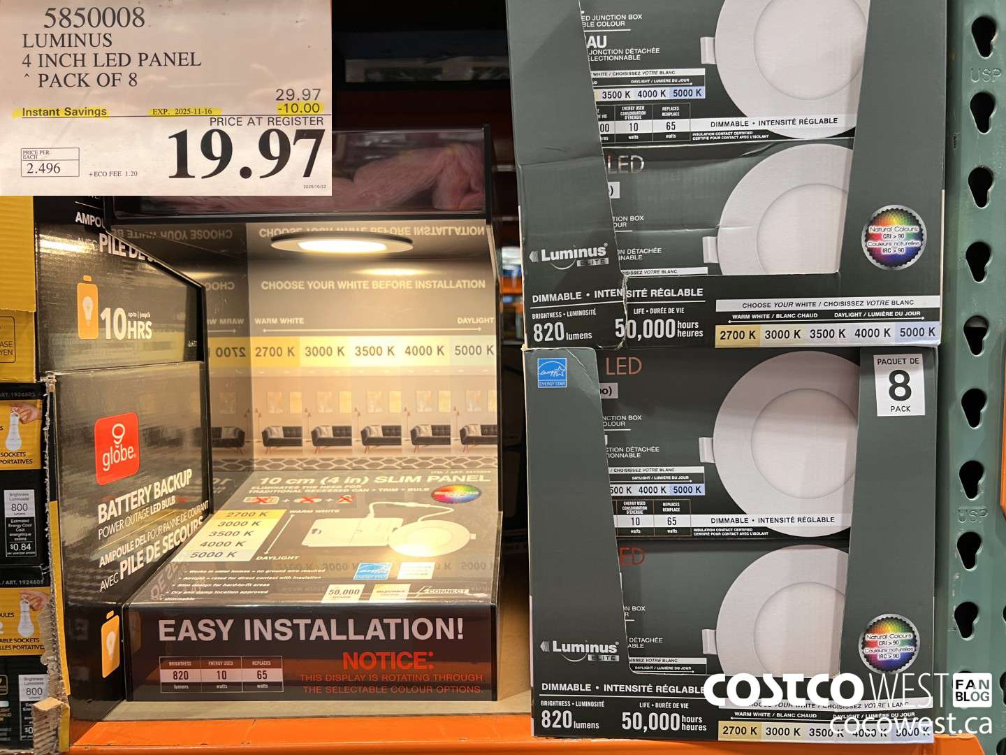 5850008 LUMINUS 4 INCH LED PANEL PACK OF 8 ($10.00 INSTANT SAVINGS EXPIRES ON 2025-11-16) $19.97