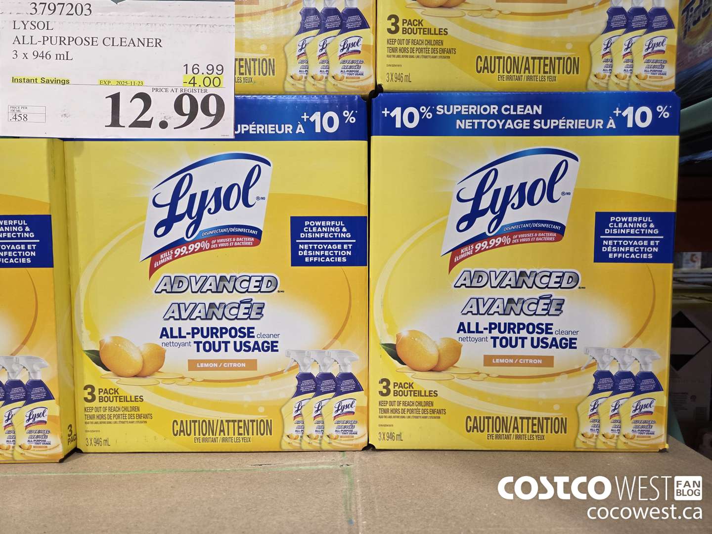 3797203 LYSOL ALL-PURPOSE CLEANER 3 X 946ML ($4.00 INSTANT SAVINGS EXPIRES ON 2025-11-23) $12.99
