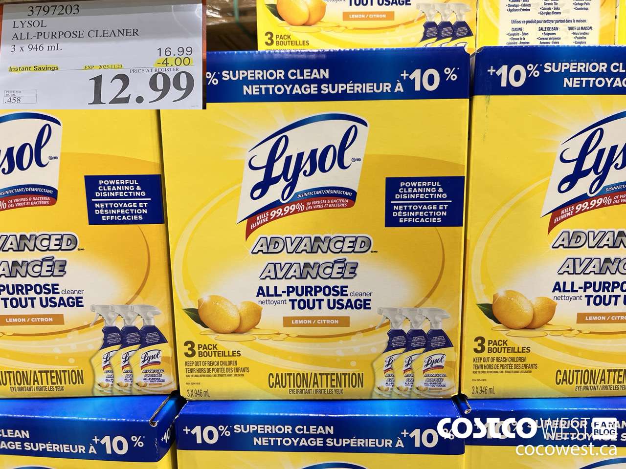 3797203 LYSOL ALL-PURPOSE CLEANER 3 X 946ML ($4.00 INSTANT SAVINGS EXPIRES ON 2025-11-23) $12.99
