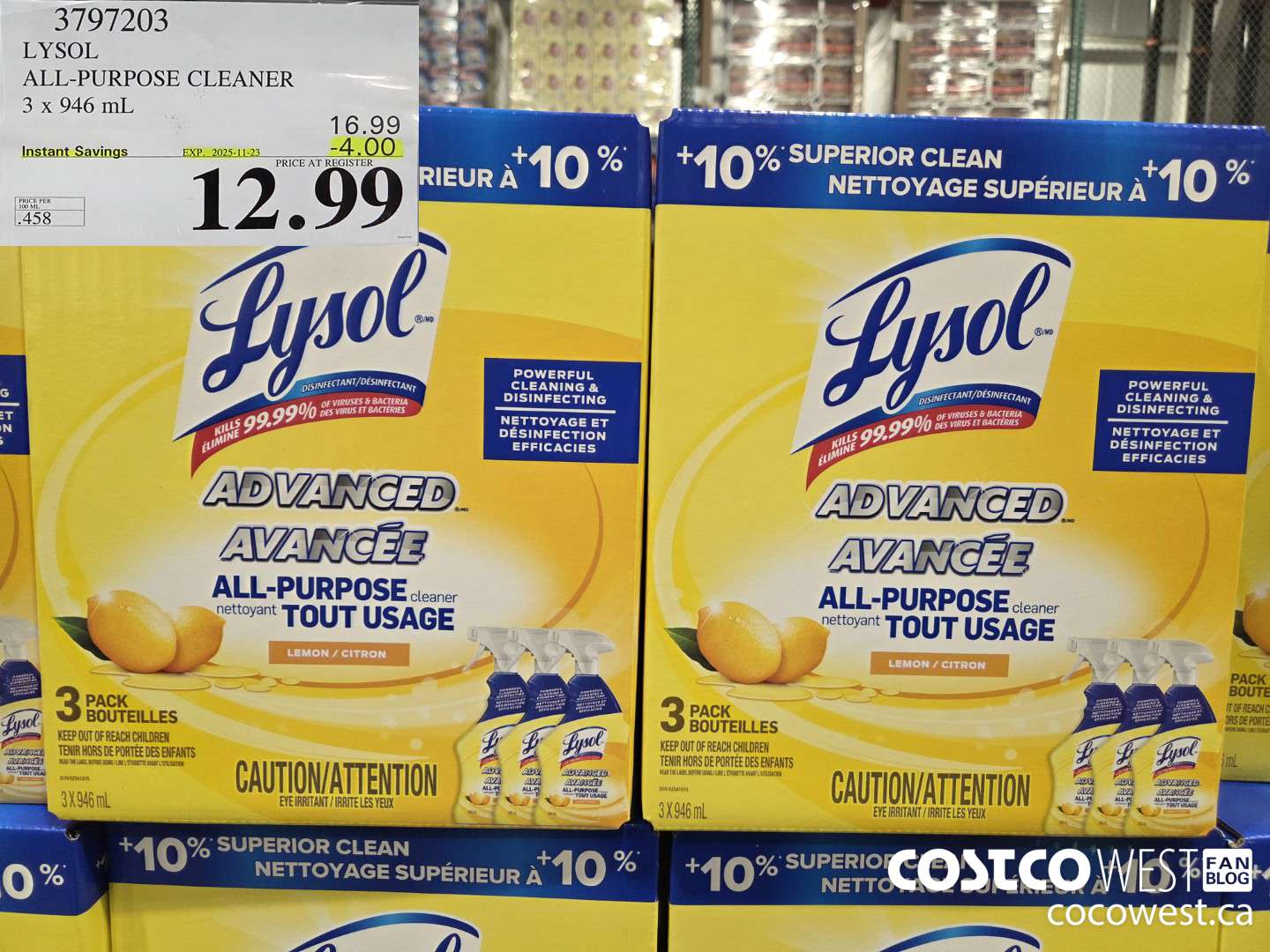 3797203 LYSOL ALL-PURPOSE CLEANER 3 X 946ML ($4.00 INSTANT SAVINGS EXPIRES ON 2025-11-23) $12.99