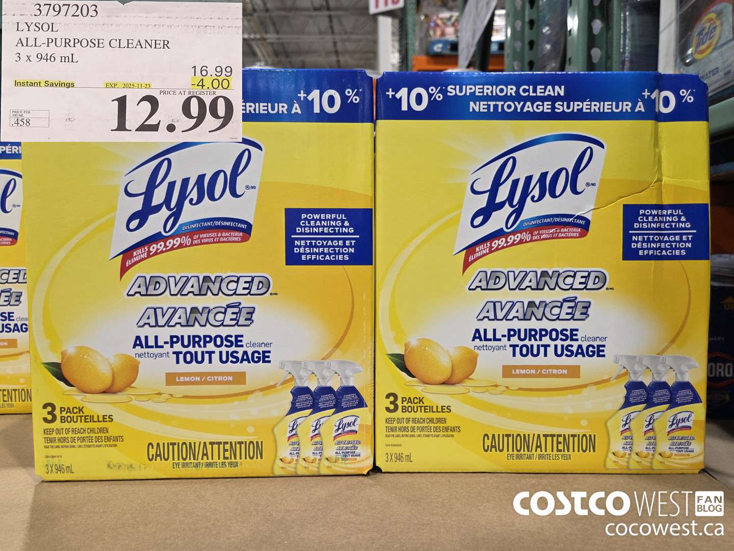 3797203 LYSOL ALL-PURPOSE CLEANER 3 X 946ML ($4.00 INSTANT SAVINGS EXPIRES ON 2025-11-23) $12.99