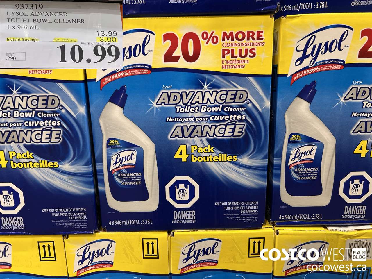 937319 LYSOL TOILET BOWL CLEANER 4 x 946 ML ($3.00 INSTANT SAVINGS EXPIRES ON 2025-11-23) $10.99
