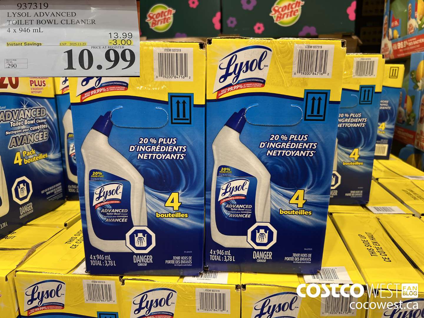 937319 LYSOL TOILET BOWL CLEANER 4 x 946 ML ($3.00 INSTANT SAVINGS EXPIRES ON 2025-11-23) $10.99