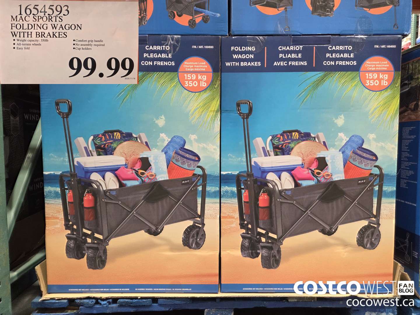 1654593 MAC SPORTS XL STEEL EASY FOLD WAGON MAX LOAD 136KG/300LBS $99.00