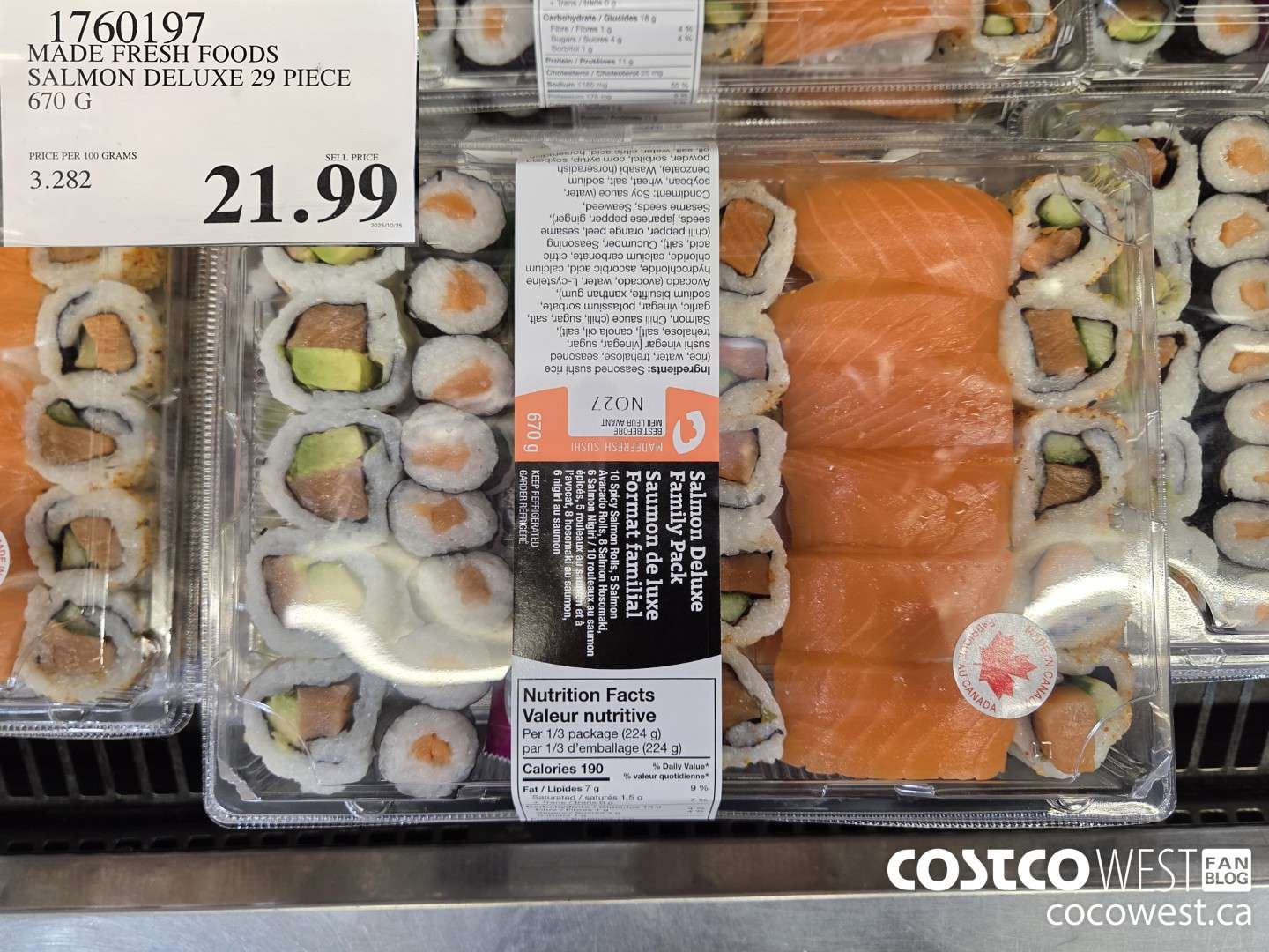 1760197 MADE FRESH FOODS SALMON DELUXE 29 PIECE 670 G $21.99