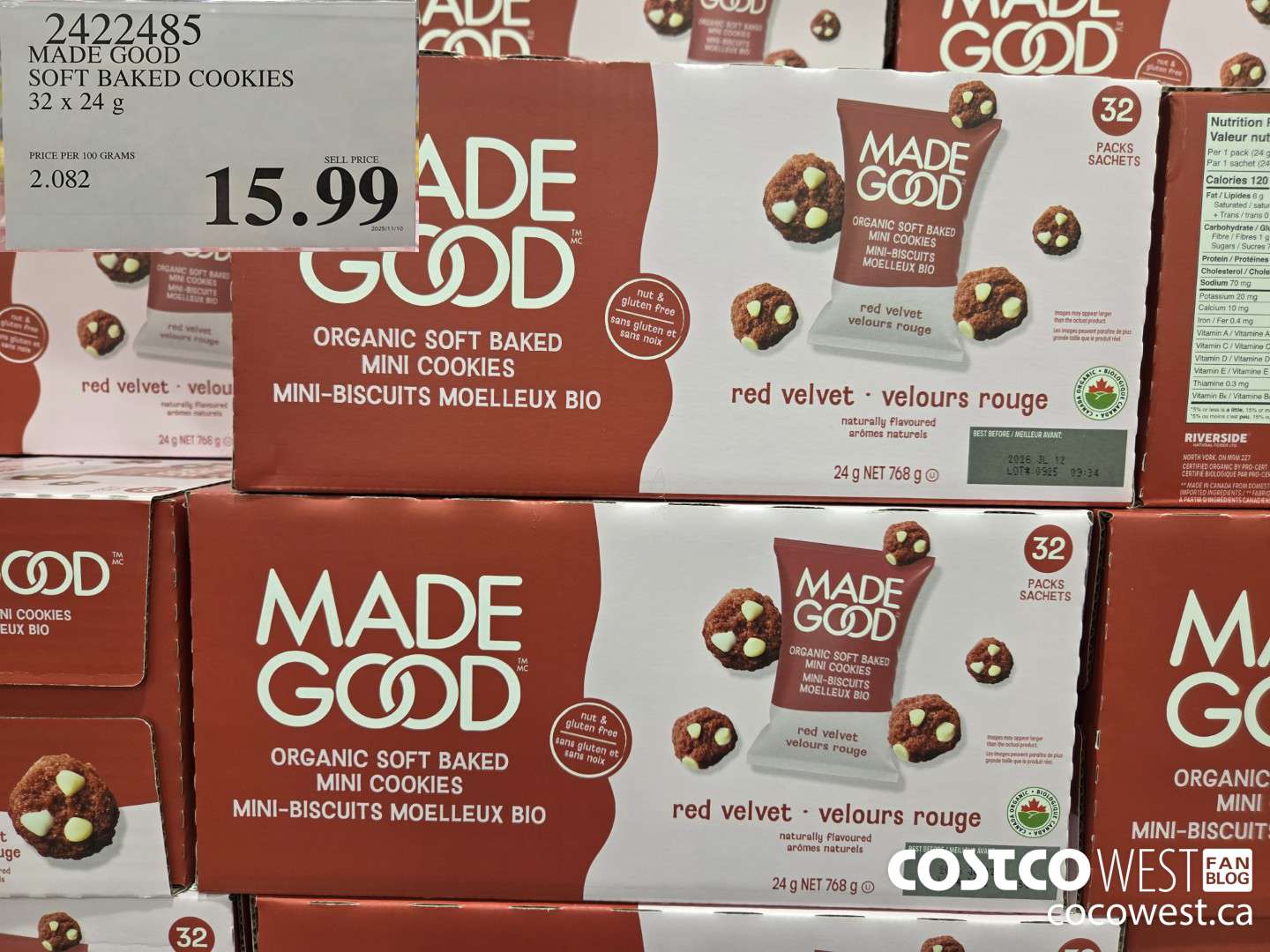 2422485 MADE GOOD SOFT BAKED COOKIES 32 x 24 g $15.99