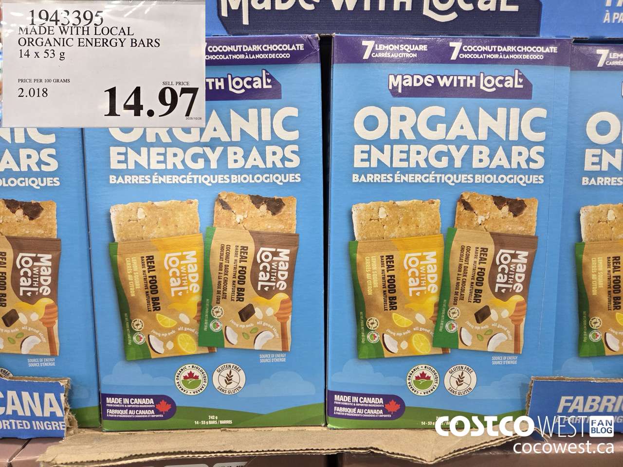 1943395 MADE WITH LOCAL O0RGANIC ENERGY BARS 14 X 53G $14.97