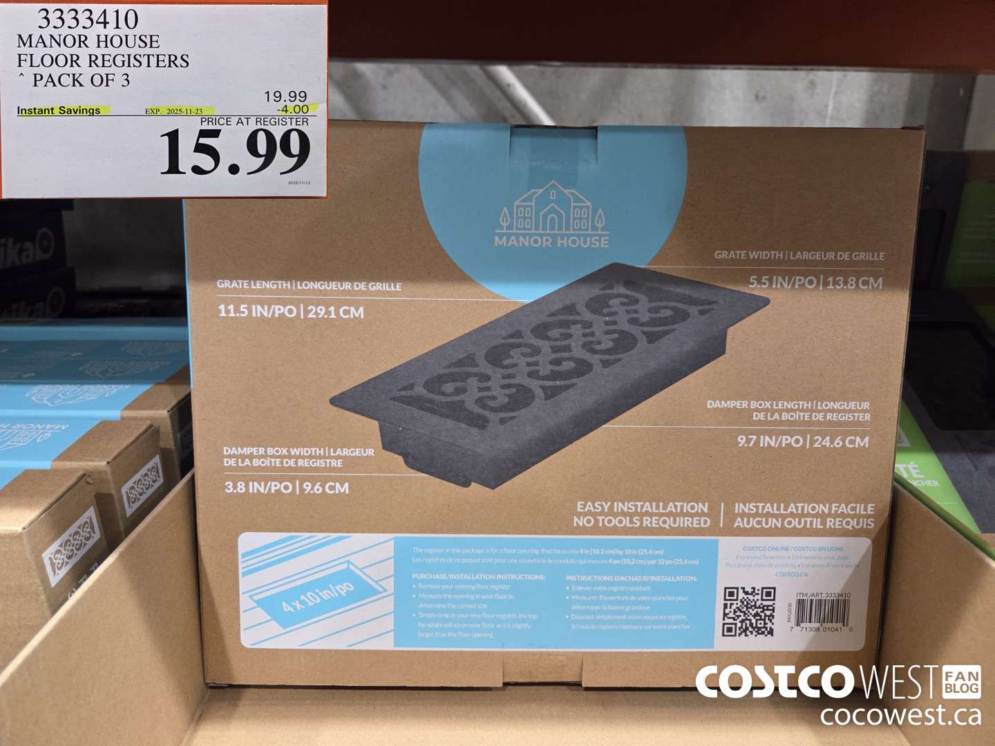 3333410 MANOR HOUSE FLOOR REGISTERS 4