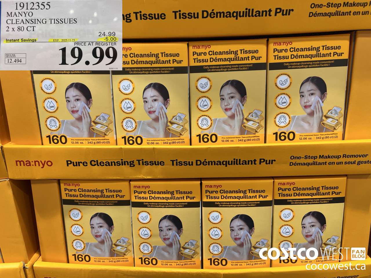 1912355 MANYO CLEANSING TISSUES 2 X 80CT ($5.00 INSTANT SAVINGS EXPIRES ON 2025-11-23) $19.99