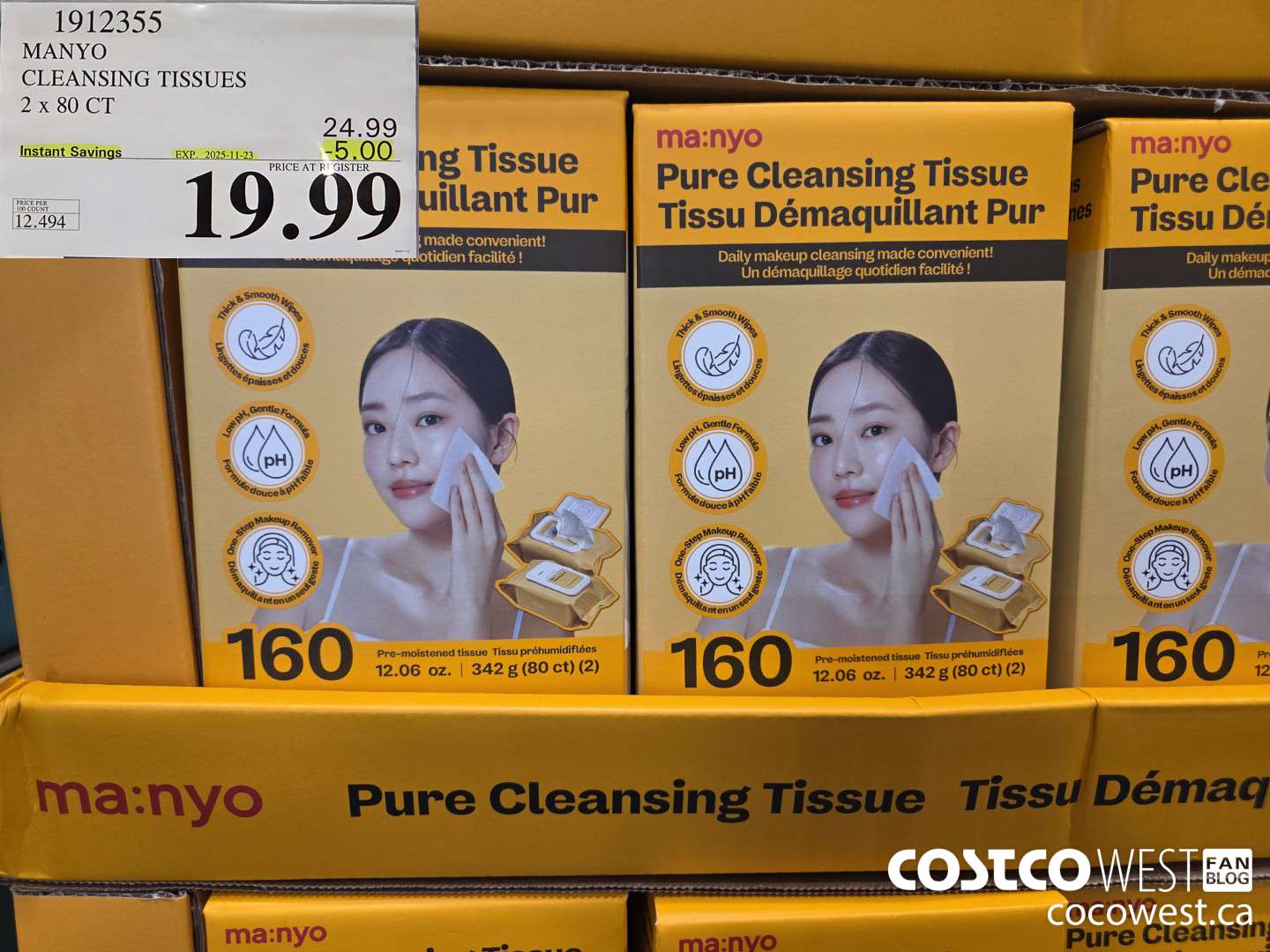 1912355 MANYO CLEANSING TISSUES 2 X 80CT ($5.00 INSTANT SAVINGS EXPIRES ON 2025-11-23) $19.99