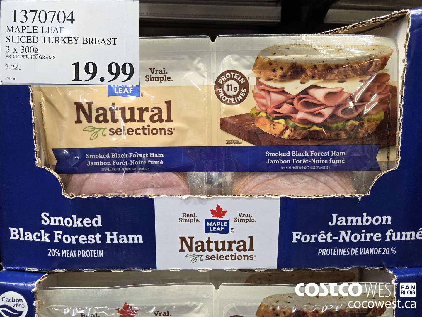 1370704 MAPLE LEAF ROASTED TURKEY BREAST 3 x 300 g $19.99