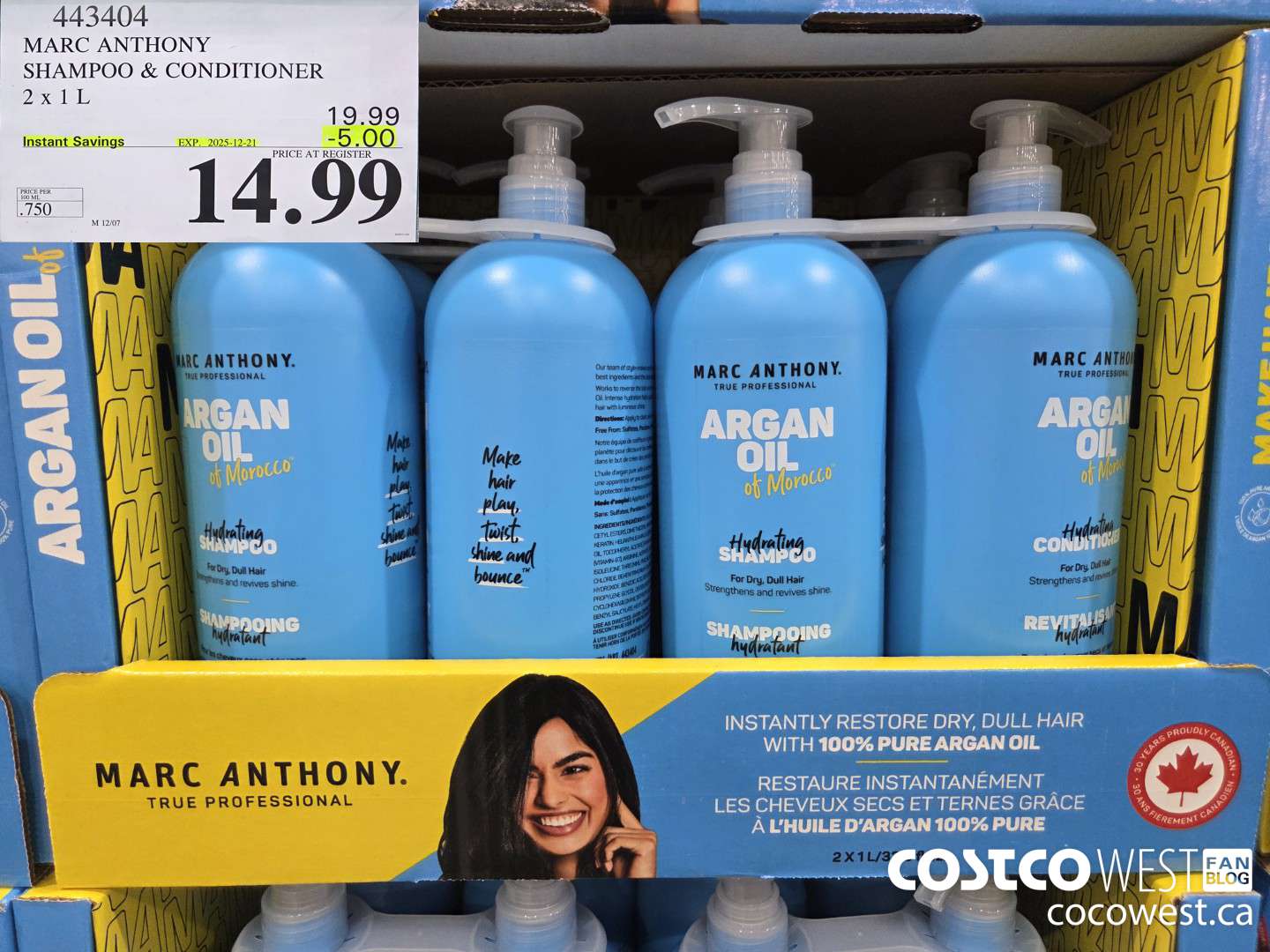 443404 MARC ANTHONY SHAMPOO & CONDITIONER 2 X 1L ($5.00 INSTANT SAVINGS EXPIRES ON 2025-12-21) $14.99
