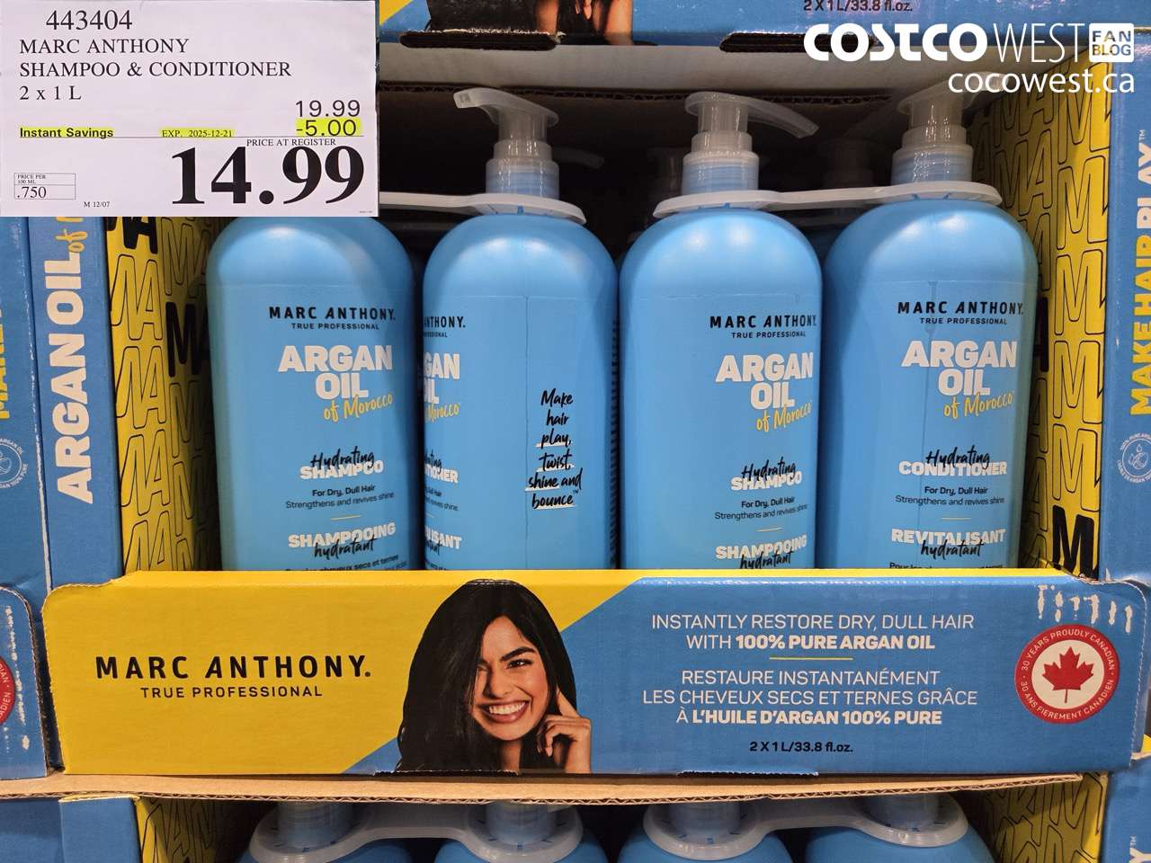 443404 MARC ANTHONY SHAMPOO & CONDITIONER 2 X 1L ($5.00 INSTANT SAVINGS EXPIRES ON 2025-12-21) $14.99