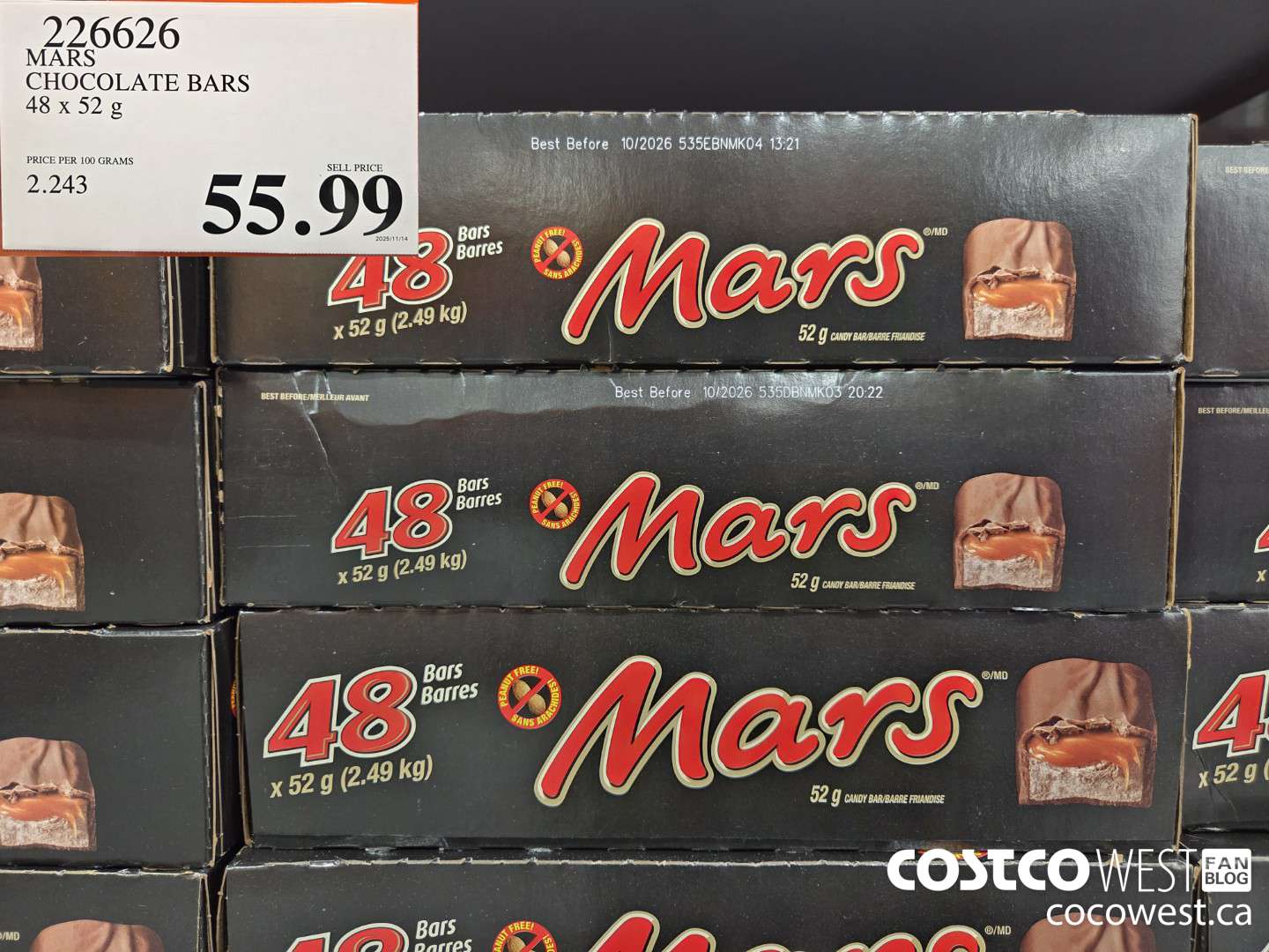 226626 MARS CHOCOLATE BARS 48 X 52 G $55.99