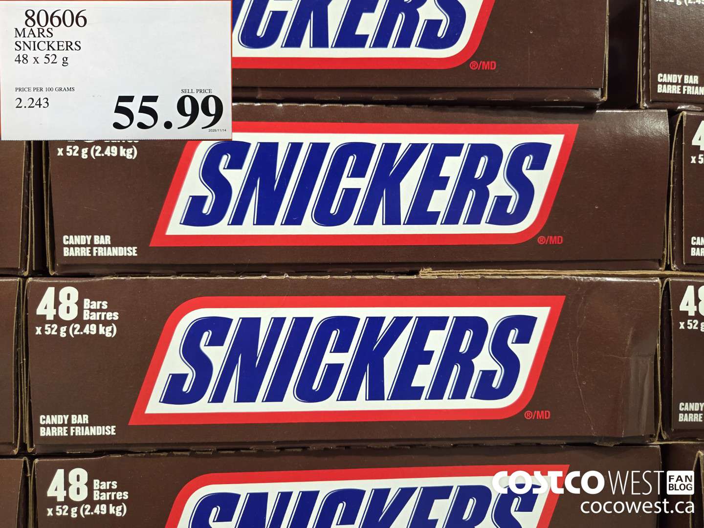 80606 MARS SNICKERS 48 x 52 g $55.99