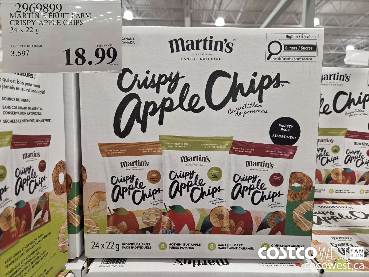 2969899 MARTIN'S FRUIT FARM CRISPY APPLE CHIPS 24 x 22 g $18.99