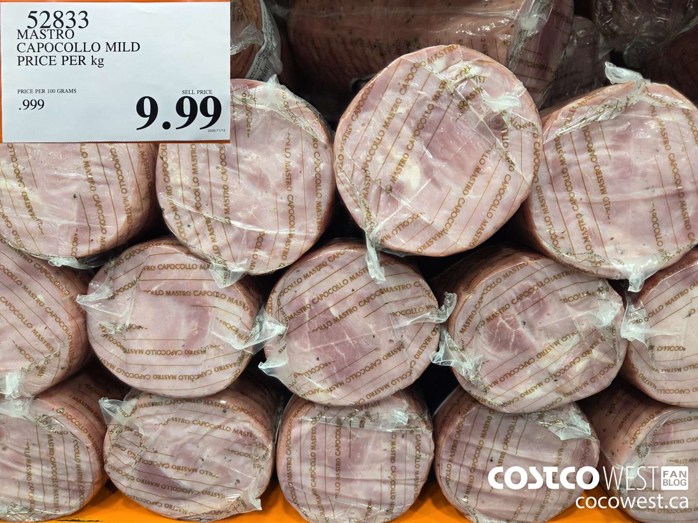 52833 MASTRO CAPOCOLLO MILD PRICE PER kg $9.99