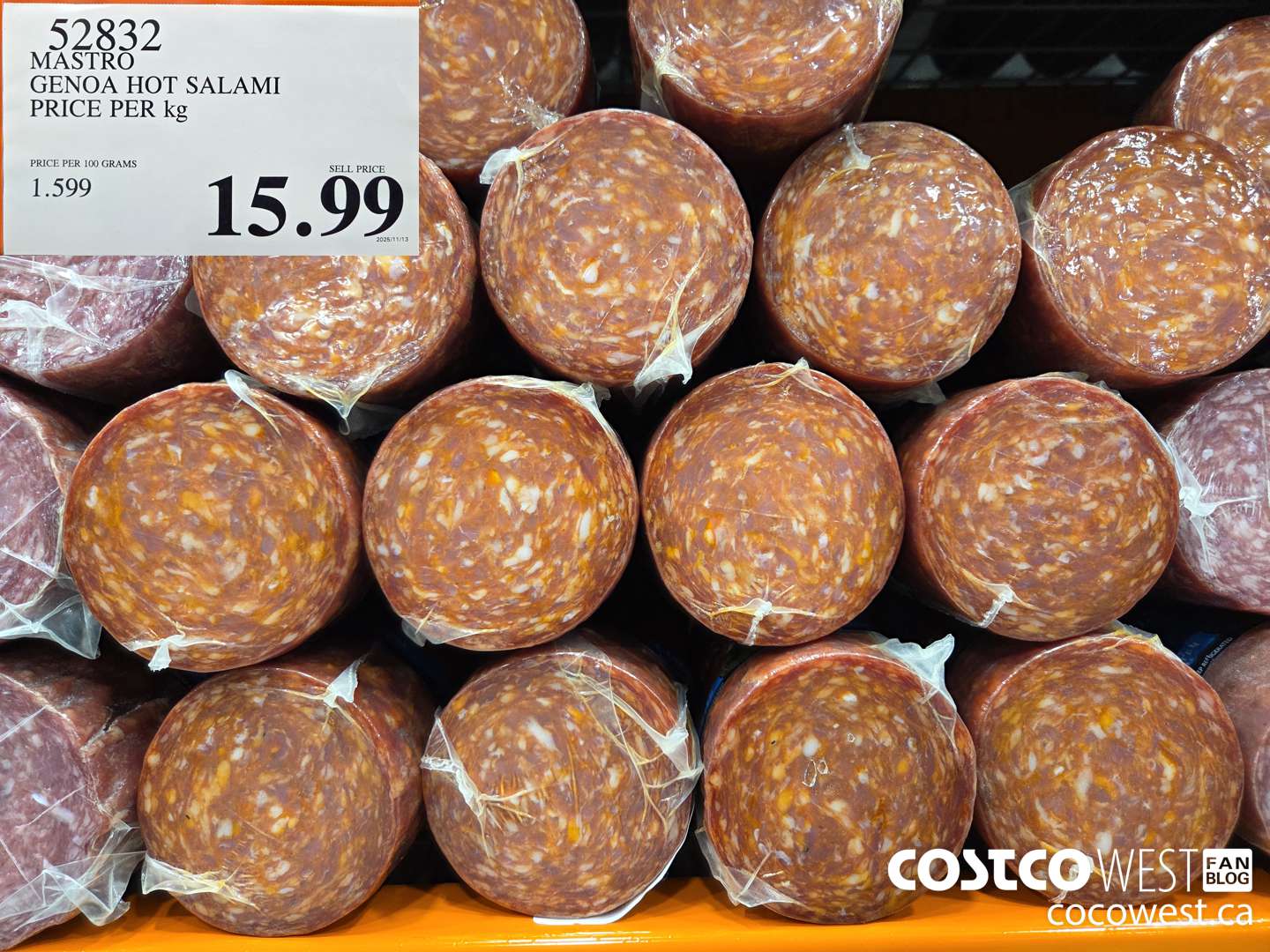 52832 MASTRO GENOA HOT SALAMI PRICE PER kg $15.99