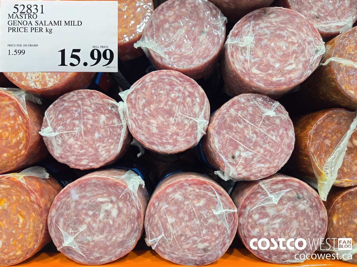 52831 MASTRO GENOA SALAMI MILD PRICE PER kg $15.99