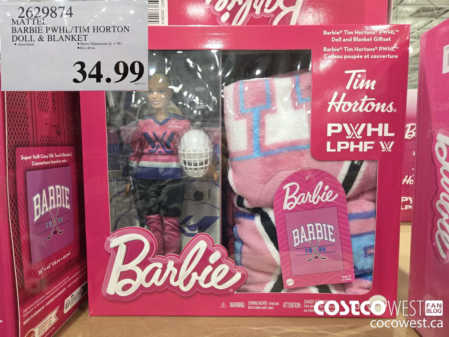 2629874 MATTEL BARBIE PWHL/TIM HORTON DOLL & BLANKET $34.99